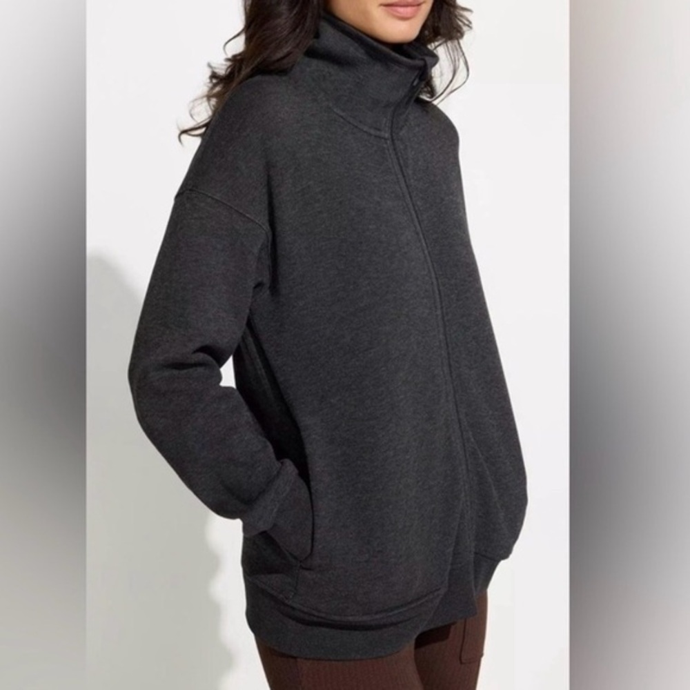 Mondetta Heather Gray Full Zip Fleece Sweater size Small